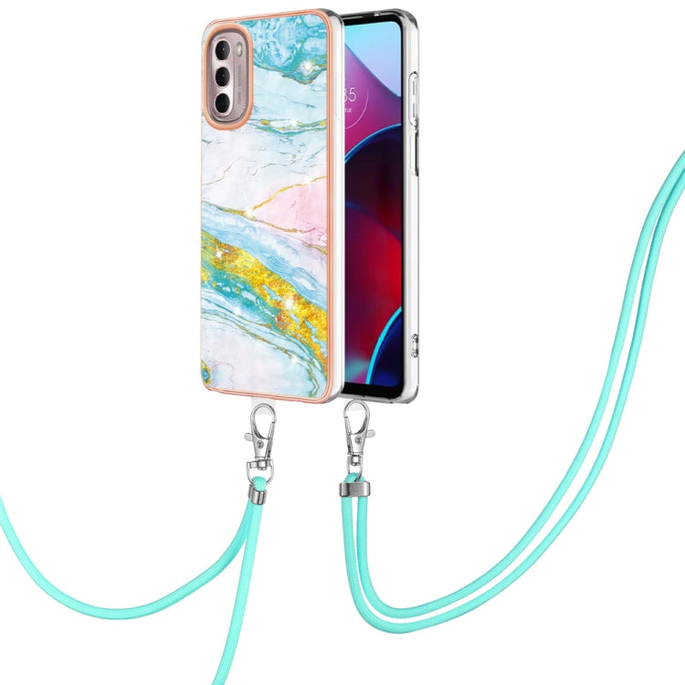 Electroplating Marble Pattern TPU Phone Case with Lanyard, For iPhone SE 2022 / SE 2020 / 8 / 7, For Motorola Moto G Stylus 2022, For Nokia G20 / G10, For Nokia G21 / G11, For Samsung Galaxy A23 5G / 4G, For OPPO Realme 9 Pro+ 5G                       ...