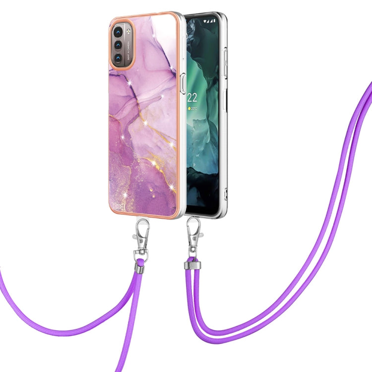 Electroplating Marble Pattern TPU Phone Case with Lanyard, For iPhone SE 2022 / SE 2020 / 8 / 7, For Motorola Moto G Stylus 2022, For Nokia G20 / G10, For Nokia G21 / G11, For Samsung Galaxy A23 5G / 4G, For OPPO Realme 9 Pro+ 5G                       ...
