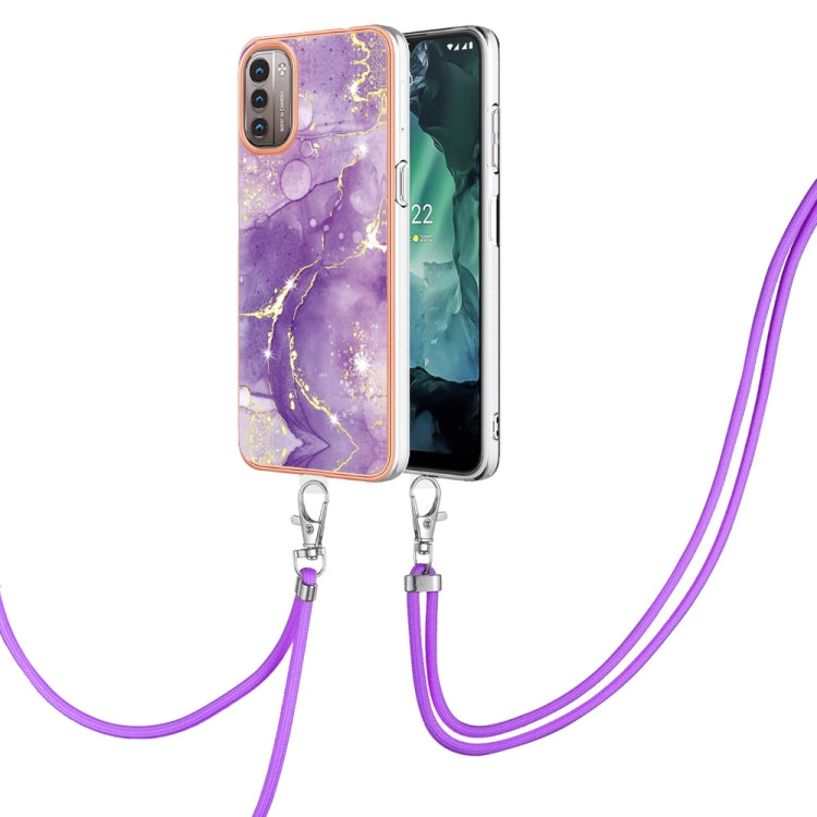 Electroplating Marble Pattern TPU Phone Case with Lanyard, For iPhone SE 2022 / SE 2020 / 8 / 7, For Motorola Moto G Stylus 2022, For Nokia G20 / G10, For Nokia G21 / G11, For Samsung Galaxy A23 5G / 4G, For OPPO Realme 9 Pro+ 5G                       ...