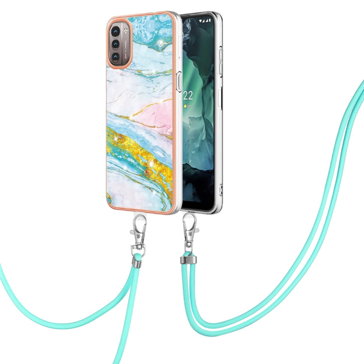 Electroplating Marble Pattern TPU Phone Case with Lanyard, For iPhone SE 2022 / SE 2020 / 8 / 7, For Motorola Moto G Stylus 2022, For Nokia G20 / G10, For Nokia G21 / G11, For Samsung Galaxy A23 5G / 4G, For OPPO Realme 9 Pro+ 5G                       ...