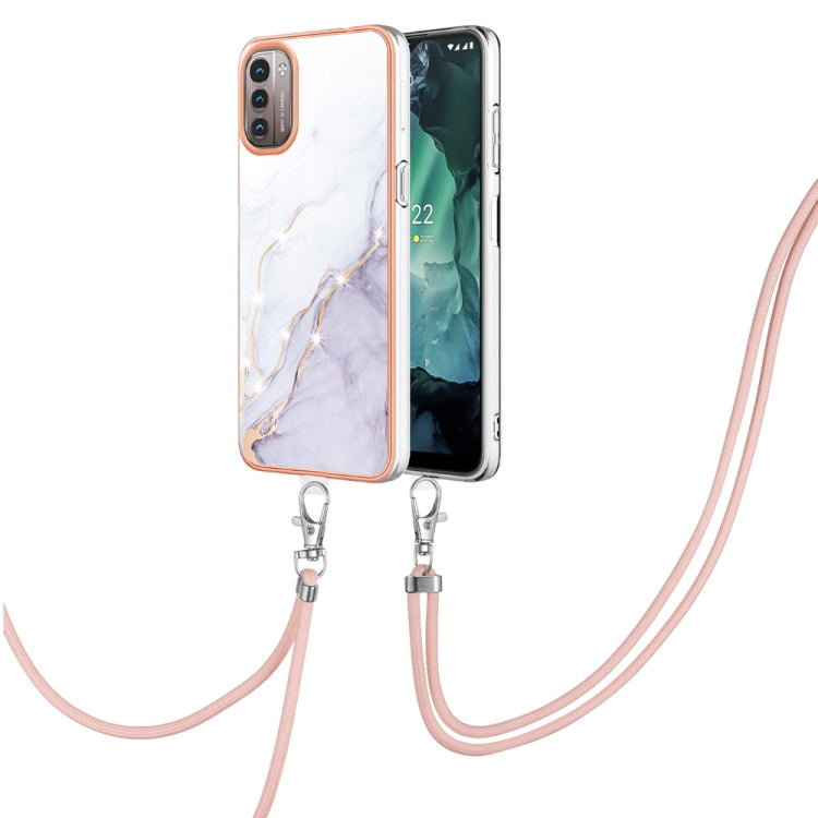 Electroplating Marble Pattern TPU Phone Case with Lanyard, For iPhone SE 2022 / SE 2020 / 8 / 7, For Motorola Moto G Stylus 2022, For Nokia G20 / G10, For Nokia G21 / G11, For Samsung Galaxy A23 5G / 4G, For OPPO Realme 9 Pro+ 5G                       ...