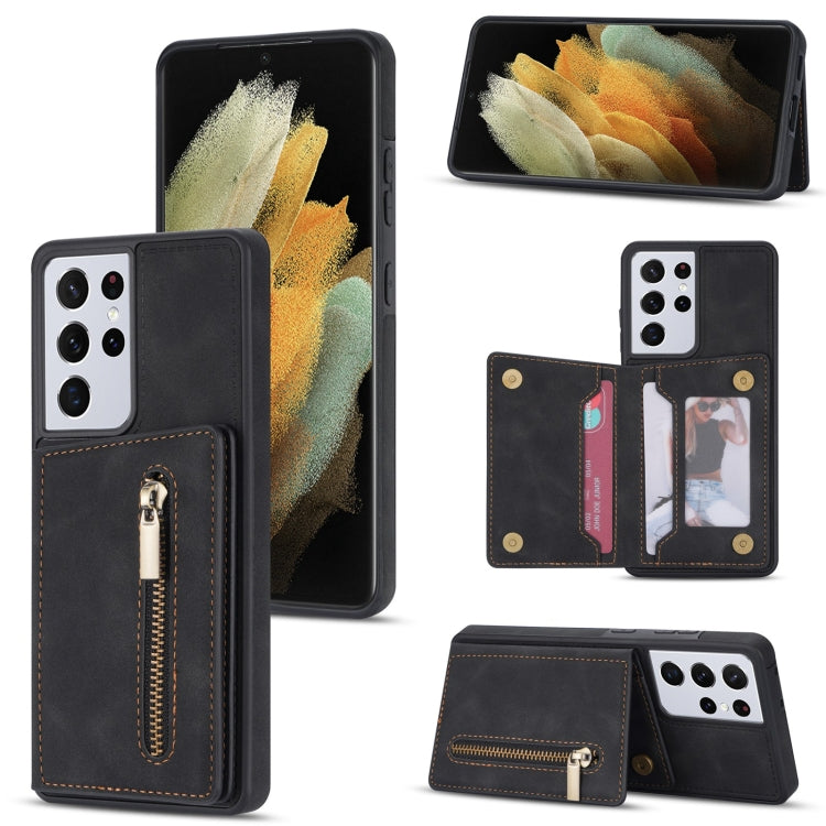 Zipper Card Holder Phone Case, For Samsung Galaxy S20 FE, For Samsung Galaxy S20 Ultra, For Samsung Galaxy S21 Ultra 5G, For Samsung Galaxy S21+ 5G, For Samsung Galaxy S21 5G, For Samsung Galaxy S21 FE 5G, For Samsung Galaxy S22 5G                     ...