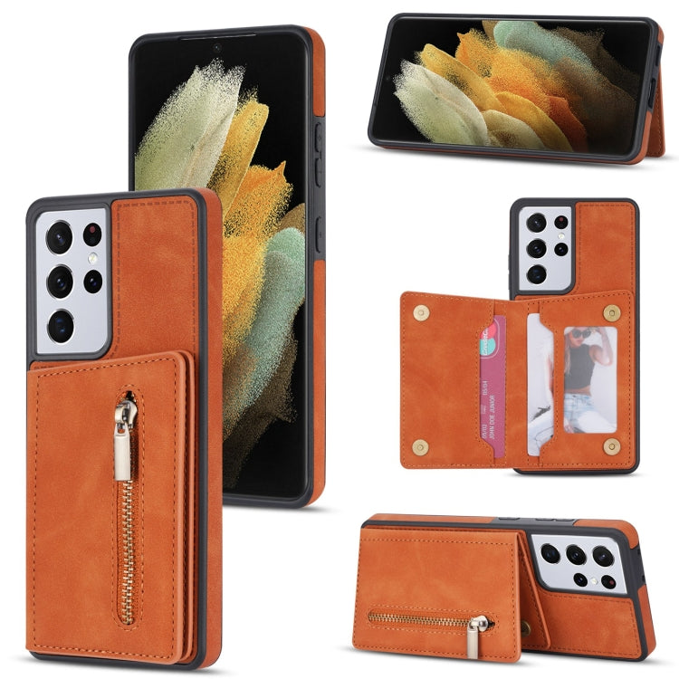 Zipper Card Holder Phone Case, For Samsung Galaxy S20 FE, For Samsung Galaxy S20 Ultra, For Samsung Galaxy S21 Ultra 5G, For Samsung Galaxy S21+ 5G, For Samsung Galaxy S21 5G, For Samsung Galaxy S21 FE 5G, For Samsung Galaxy S22 5G                     ...