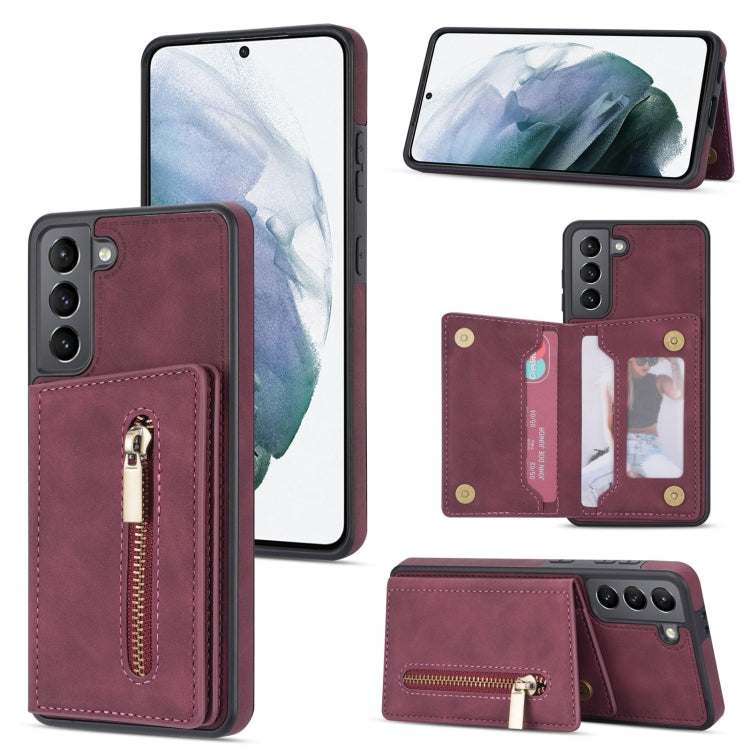 Zipper Card Holder Phone Case, For Samsung Galaxy S20 FE, For Samsung Galaxy S20 Ultra, For Samsung Galaxy S21 Ultra 5G, For Samsung Galaxy S21+ 5G, For Samsung Galaxy S21 5G, For Samsung Galaxy S21 FE 5G, For Samsung Galaxy S22 5G                     ...