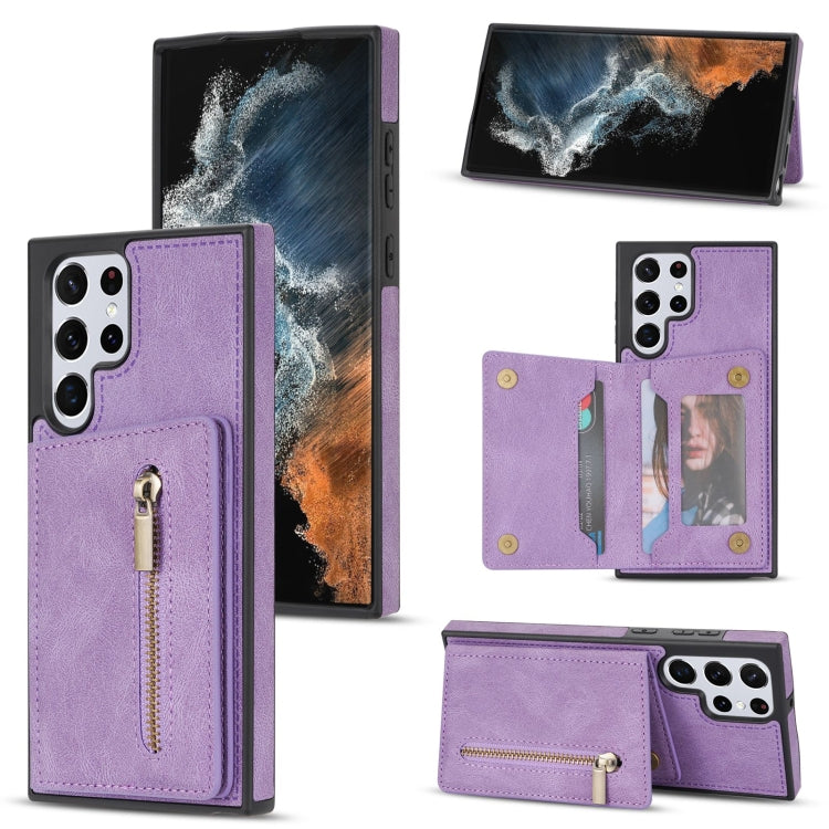 Zipper Card Holder Phone Case, For Samsung Galaxy S22 Ultra 5G, For Samsung Galaxy A53 5G