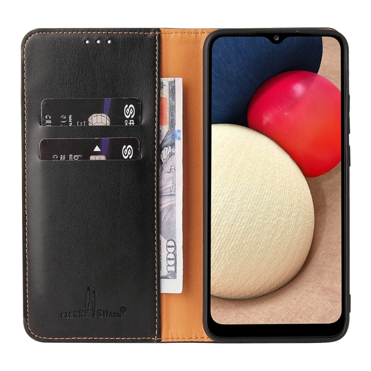 Fierre Shann PU Genuine Leather Texture Leather Phone Case, For Samsung Galaxy A02s, For Samsung Galaxy A13 5G, For Samsung Galaxy A33 5G, For Samsung Galaxy A53 5G, For Samsung Galaxy A73 5G, For Samsung Galaxy S21 FE 5G, For Samsung Galaxy A22 5G