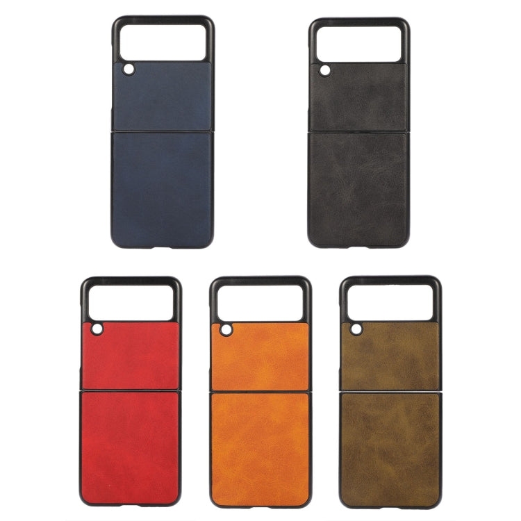 Two-color Calf Texture PU Phone Case, For Samsung Galaxy Z Flip3 5G