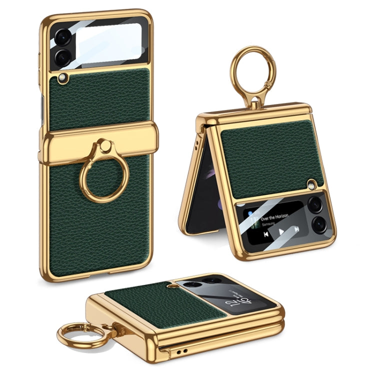 GKK Integrated Plating + Leather Flip Phone Case, For Samsung Galaxy Z Flip3 5G