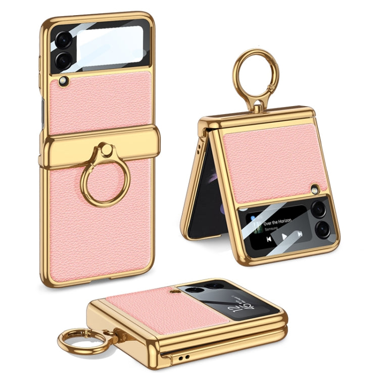 GKK Integrated Plating + Leather Flip Phone Case, For Samsung Galaxy Z Flip3 5G
