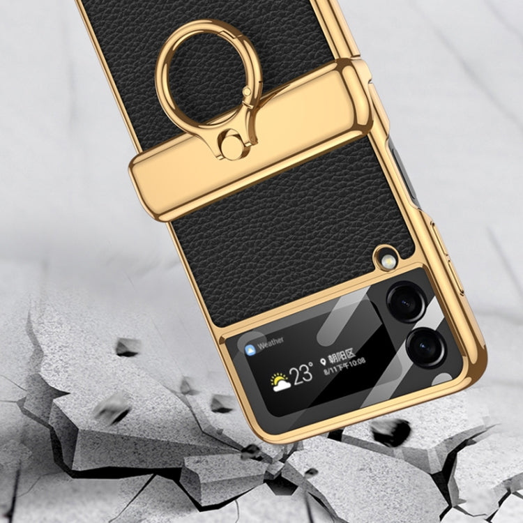 GKK Integrated Plating + Leather Flip Phone Case, For Samsung Galaxy Z Flip3 5G