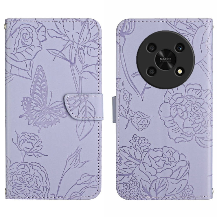 Skin Feel Butterfly Peony Embossed Leather Phone Case, For Honor Magic4 Lite 5G, For Honor X8, For Motorola Moto G82