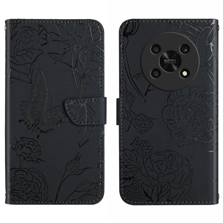 Skin Feel Butterfly Peony Embossed Leather Phone Case, For Honor Magic4 Lite 5G, For Honor X8, For Motorola Moto G82