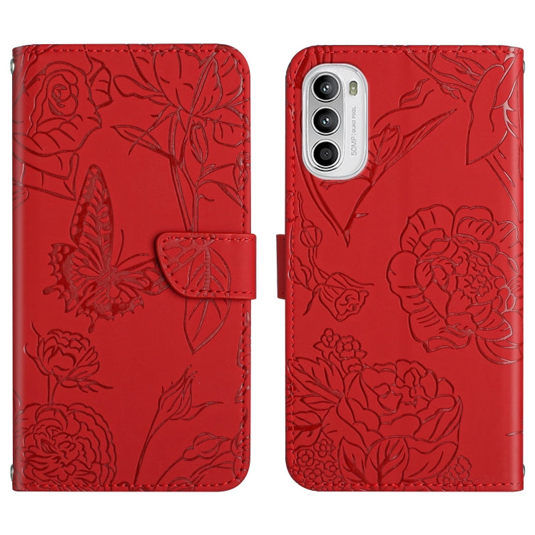 Skin Feel Butterfly Peony Embossed Leather Phone Case, For Honor Magic4 Lite 5G, For Honor X8, For Motorola Moto G82