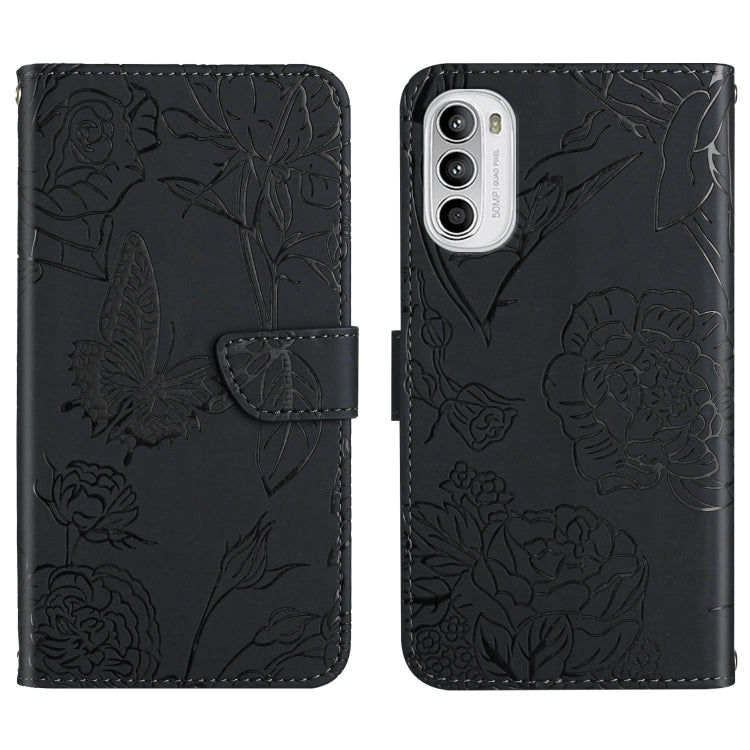Skin Feel Butterfly Peony Embossed Leather Phone Case, For Honor Magic4 Lite 5G, For Honor X8, For Motorola Moto G82
