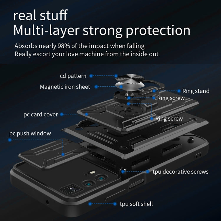 Sliding Camshield TPU+PC Phone Case with Card Slot, For Motorola Edge 20 Pro, For Motorola Moto G100, For OPPO A16, For Xiaomi 12 Pro, For OPPO Realme 8i