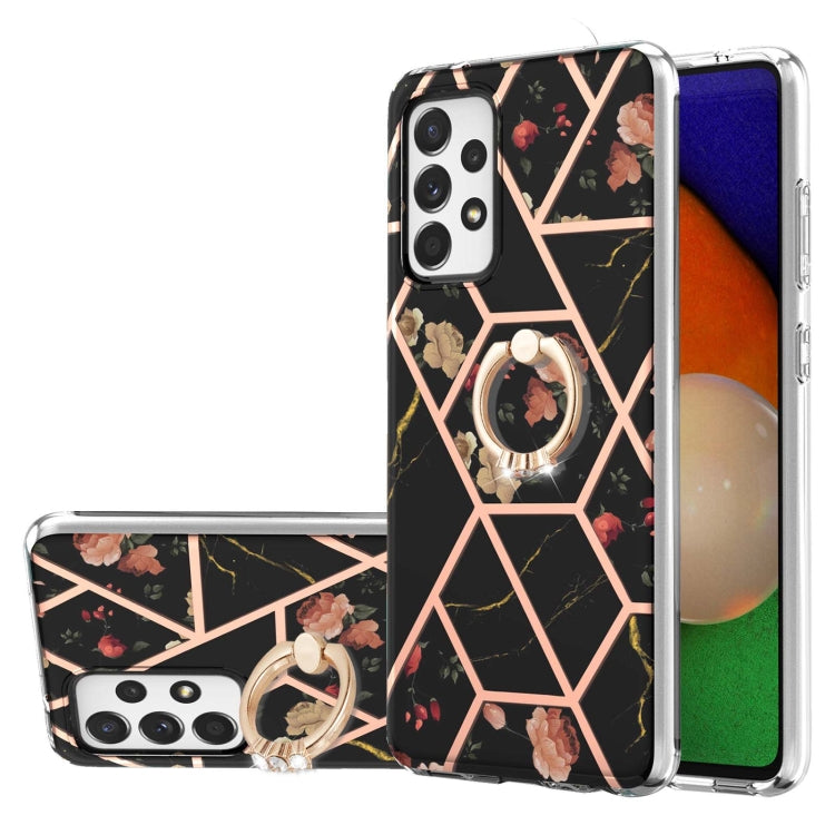 Splicing Marble Flower Pattern TPU Ring Holder Case, For Samsung Galaxy A13 4G, For Samsung Galaxy A23 5G / 4G, For Samsung Galaxy A33 5G, For Samsung Galaxy A53 5G, For Samsung Galaxy A73 5G, For Samsung Galaxy Note20, For Samsung Galaxy Note20 Ultra ...