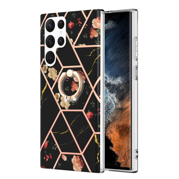 Splicing Marble Flower Pattern TPU Ring Holder Case, For Samsung Galaxy A13 4G, For Samsung Galaxy A23 5G / 4G, For Samsung Galaxy A33 5G, For Samsung Galaxy A53 5G, For Samsung Galaxy A73 5G, For Samsung Galaxy Note20, For Samsung Galaxy Note20 Ultra ...