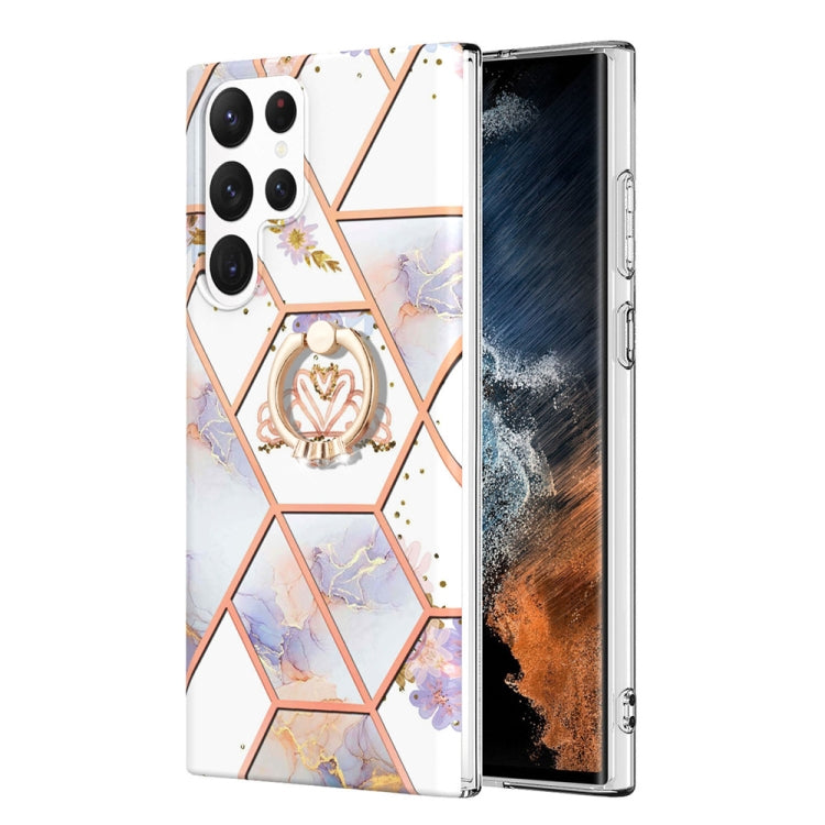 Splicing Marble Flower Pattern TPU Ring Holder Case, For Samsung Galaxy A13 4G, For Samsung Galaxy A23 5G / 4G, For Samsung Galaxy A33 5G, For Samsung Galaxy A53 5G, For Samsung Galaxy A73 5G, For Samsung Galaxy Note20, For Samsung Galaxy Note20 Ultra ...