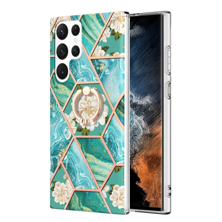 Splicing Marble Flower Pattern TPU Ring Holder Case, For Samsung Galaxy A13 4G, For Samsung Galaxy A23 5G / 4G, For Samsung Galaxy A33 5G, For Samsung Galaxy A53 5G, For Samsung Galaxy A73 5G, For Samsung Galaxy Note20, For Samsung Galaxy Note20 Ultra ...
