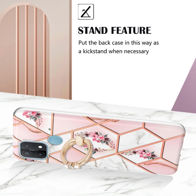 Splicing Marble Flower Pattern TPU Ring Holder Case, For OPPO A15 / A15s, For OPPO A53s 5G / A55 5G / A54 4G, For OPPO A74 5G / A93 5G / A54 5G, For OPPO A94 5G / A95 5G, For OPPO Realme 8i, For OPPO Realme 9 Pro+ 5G, For OPPO Realme 9 Pro 5G          ...