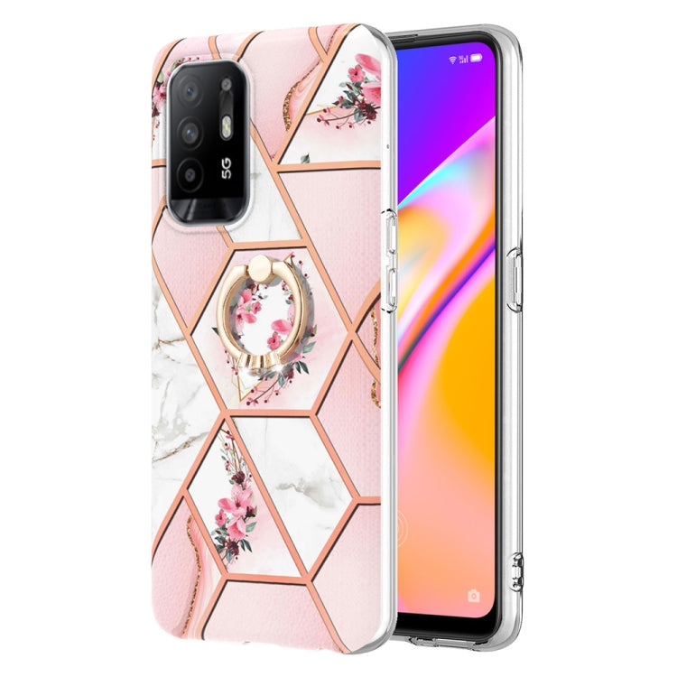 Splicing Marble Flower Pattern TPU Ring Holder Case, For OPPO A15 / A15s, For OPPO A53s 5G / A55 5G / A54 4G, For OPPO A74 5G / A93 5G / A54 5G, For OPPO A94 5G / A95 5G, For OPPO Realme 8i, For OPPO Realme 9 Pro+ 5G, For OPPO Realme 9 Pro 5G          ...