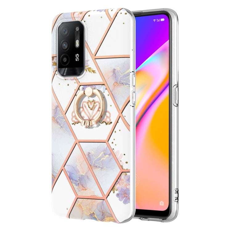 Splicing Marble Flower Pattern TPU Ring Holder Case, For OPPO A15 / A15s, For OPPO A53s 5G / A55 5G / A54 4G, For OPPO A74 5G / A93 5G / A54 5G, For OPPO A94 5G / A95 5G, For OPPO Realme 8i, For OPPO Realme 9 Pro+ 5G, For OPPO Realme 9 Pro 5G          ...