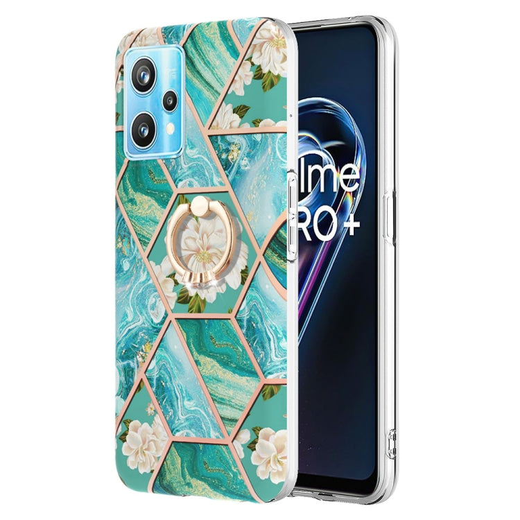 Splicing Marble Flower Pattern TPU Ring Holder Case, For OPPO A15 / A15s, For OPPO A53s 5G / A55 5G / A54 4G, For OPPO A74 5G / A93 5G / A54 5G, For OPPO A94 5G / A95 5G, For OPPO Realme 8i, For OPPO Realme 9 Pro+ 5G, For OPPO Realme 9 Pro 5G          ...