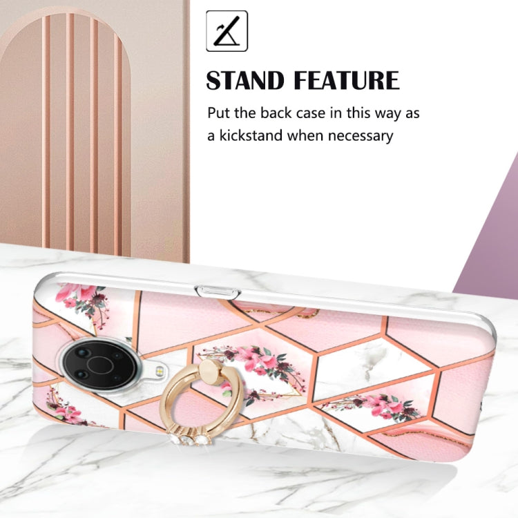 Splicing Marble Flower Pattern TPU Ring Holder Case, For Nokia G20 / G10, For Nokia G21 / G11, For OnePlus Nord N20 5G