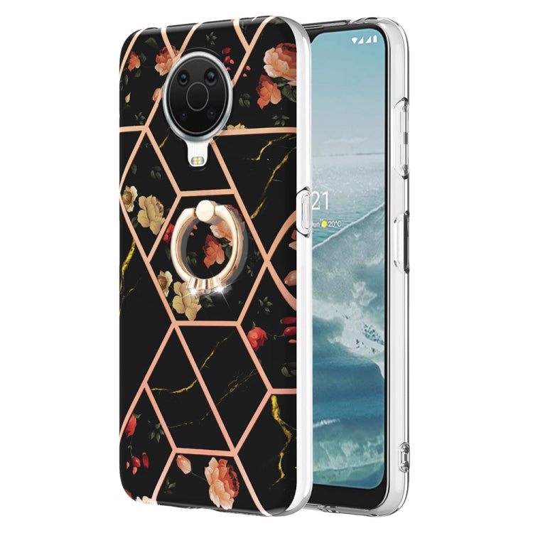 Splicing Marble Flower Pattern TPU Ring Holder Case, For Nokia G20 / G10, For Nokia G21 / G11, For OnePlus Nord N20 5G