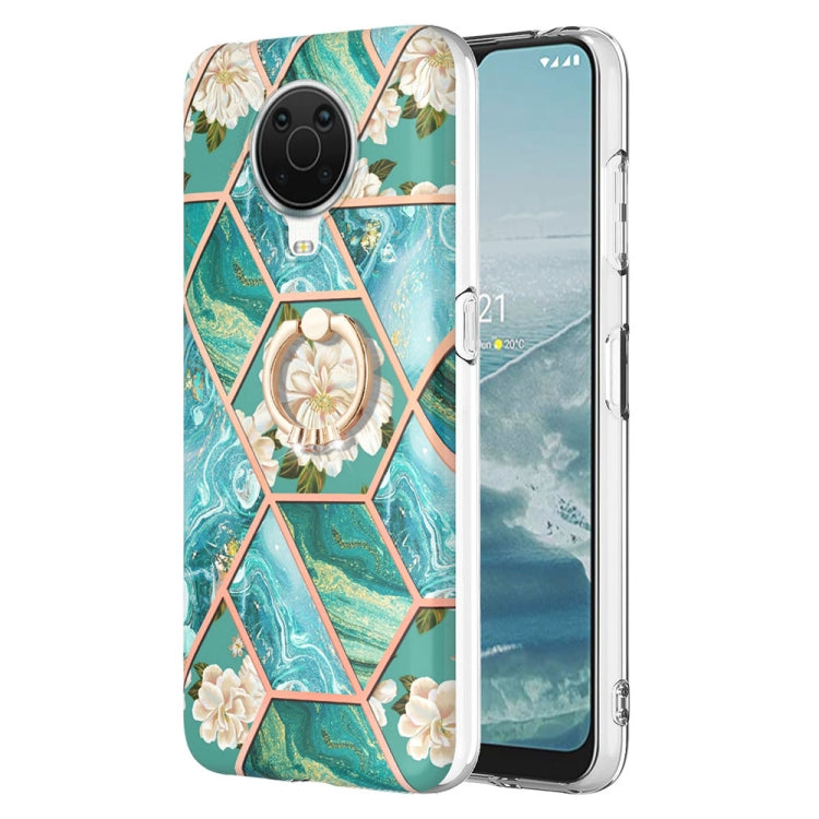 Splicing Marble Flower Pattern TPU Ring Holder Case, For Nokia G20 / G10, For Nokia G21 / G11, For OnePlus Nord N20 5G