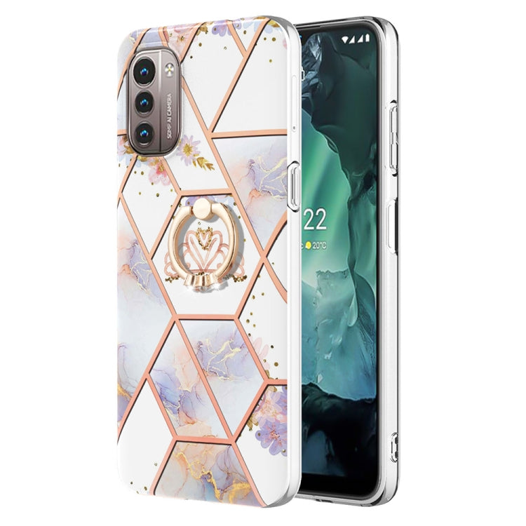 Splicing Marble Flower Pattern TPU Ring Holder Case, For Nokia G20 / G10, For Nokia G21 / G11, For OnePlus Nord N20 5G