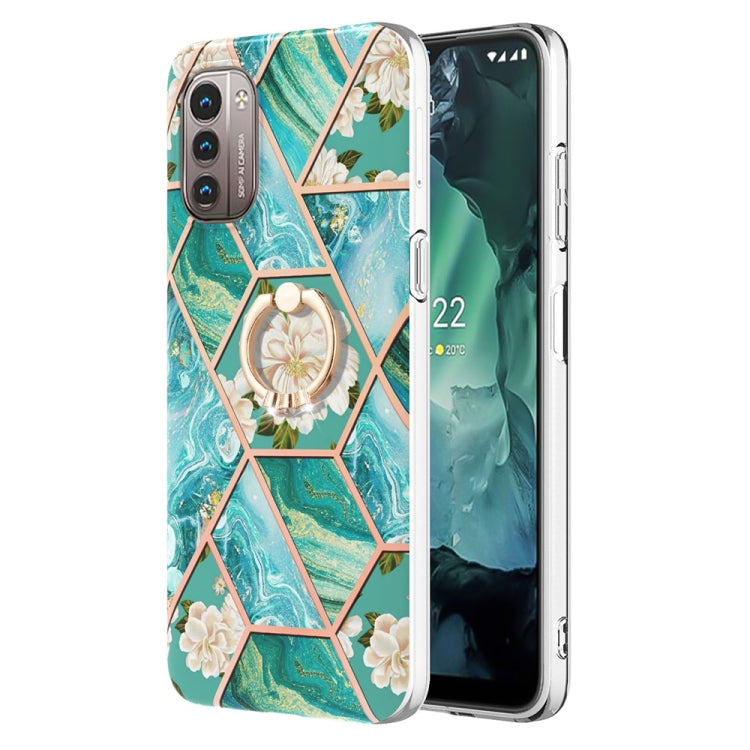 Splicing Marble Flower Pattern TPU Ring Holder Case, For Nokia G20 / G10, For Nokia G21 / G11, For OnePlus Nord N20 5G
