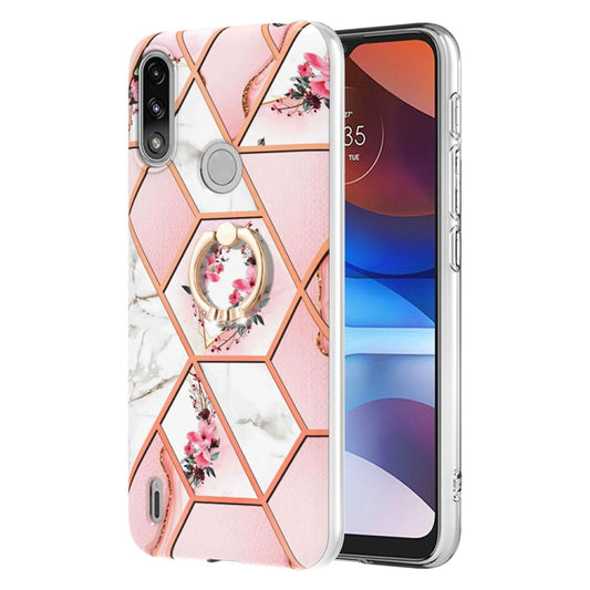 Splicing Marble Flower Pattern TPU Ring Holder Case, For Motorola Moto E7 Power / E7i Power, For Motorola Moto E20 / E30 / E40, For Motorola Moto G Pure, For Motorola Moto G Stylus 2022 4G, For Motorola Moto G30 / G20 / G10 / G10 Power