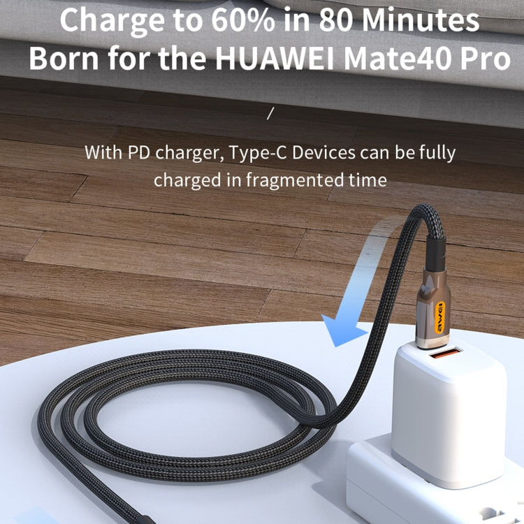 awei CL-125T Type-C / USB-C to Type-C / USB-C Fast Charging Data Cable, Length: 1m