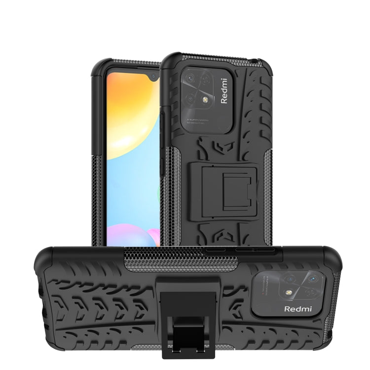 Tire Texture TPU + PC Phone Case with Holder, For Xiaomi Redmi 10C 4G global