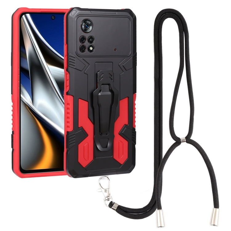 Lanyard Mecha Armor Kickstand PC + TPU Phone Case, For Xiaomi Poco X4 Pro 5G, For Xiaomi Redmi 10C, For Xiaomi Redmi Note 11 Pro Global, For Xiaomi Redmi Note 11S, For OPPO Realme C31