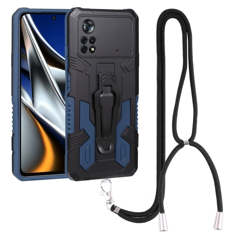 Lanyard Mecha Armor Kickstand PC + TPU Phone Case, For Xiaomi Poco X4 Pro 5G, For Xiaomi Redmi 10C, For Xiaomi Redmi Note 11 Pro Global, For Xiaomi Redmi Note 11S, For OPPO Realme C31