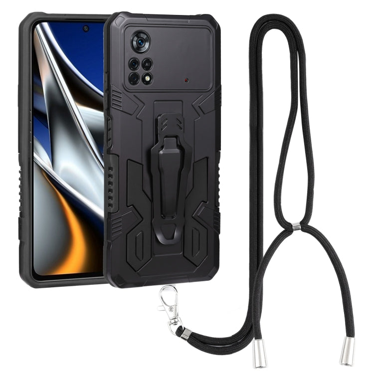 Lanyard Mecha Armor Kickstand PC + TPU Phone Case, For Xiaomi Poco X4 Pro 5G, For Xiaomi Redmi 10C, For Xiaomi Redmi Note 11 Pro Global, For Xiaomi Redmi Note 11S, For OPPO Realme C31