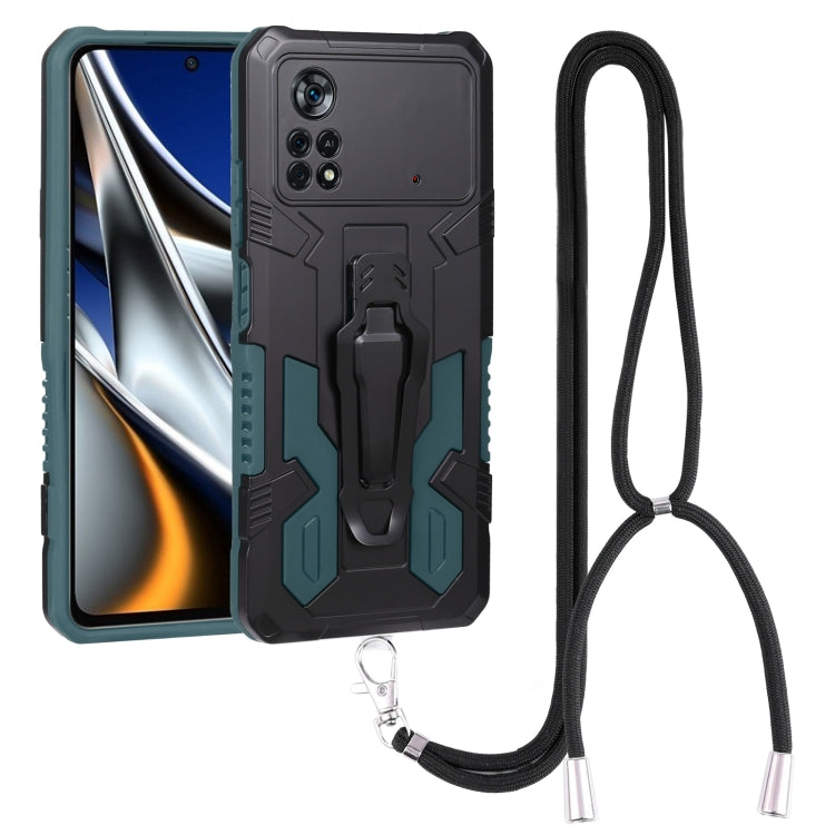 Lanyard Mecha Armor Kickstand PC + TPU Phone Case, For Xiaomi Poco X4 Pro 5G, For Xiaomi Redmi 10C, For Xiaomi Redmi Note 11 Pro Global, For Xiaomi Redmi Note 11S, For OPPO Realme C31