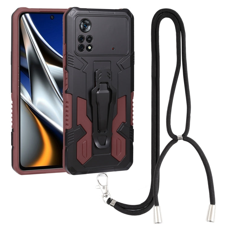 Lanyard Mecha Armor Kickstand PC + TPU Phone Case, For Xiaomi Poco X4 Pro 5G, For Xiaomi Redmi 10C, For Xiaomi Redmi Note 11 Pro Global, For Xiaomi Redmi Note 11S, For OPPO Realme C31