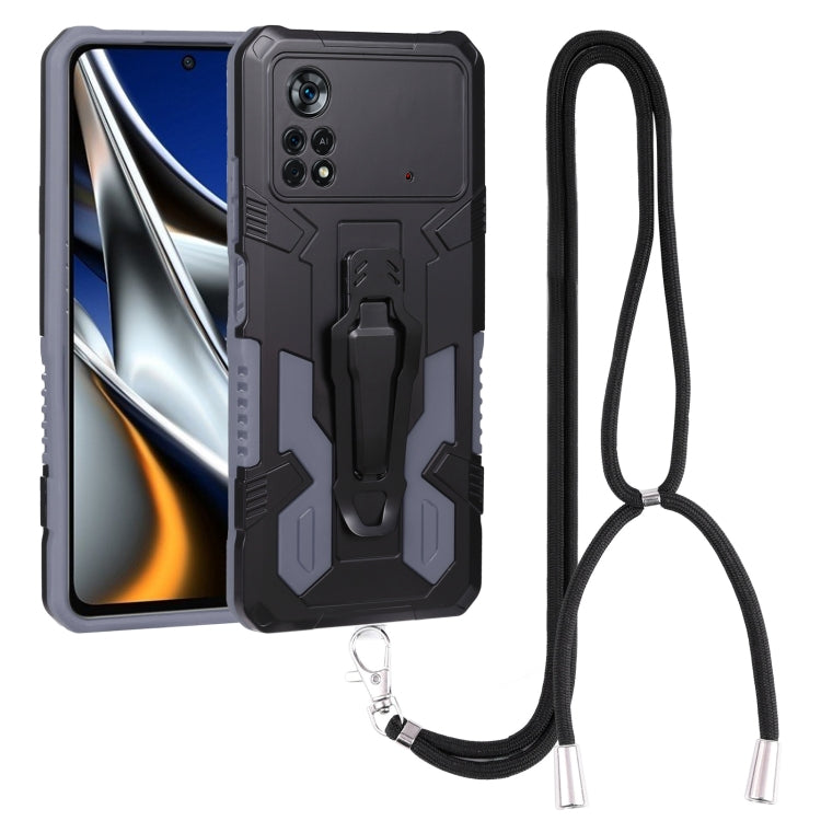Lanyard Mecha Armor Kickstand PC + TPU Phone Case, For Xiaomi Poco X4 Pro 5G, For Xiaomi Redmi 10C, For Xiaomi Redmi Note 11 Pro Global, For Xiaomi Redmi Note 11S, For OPPO Realme C31