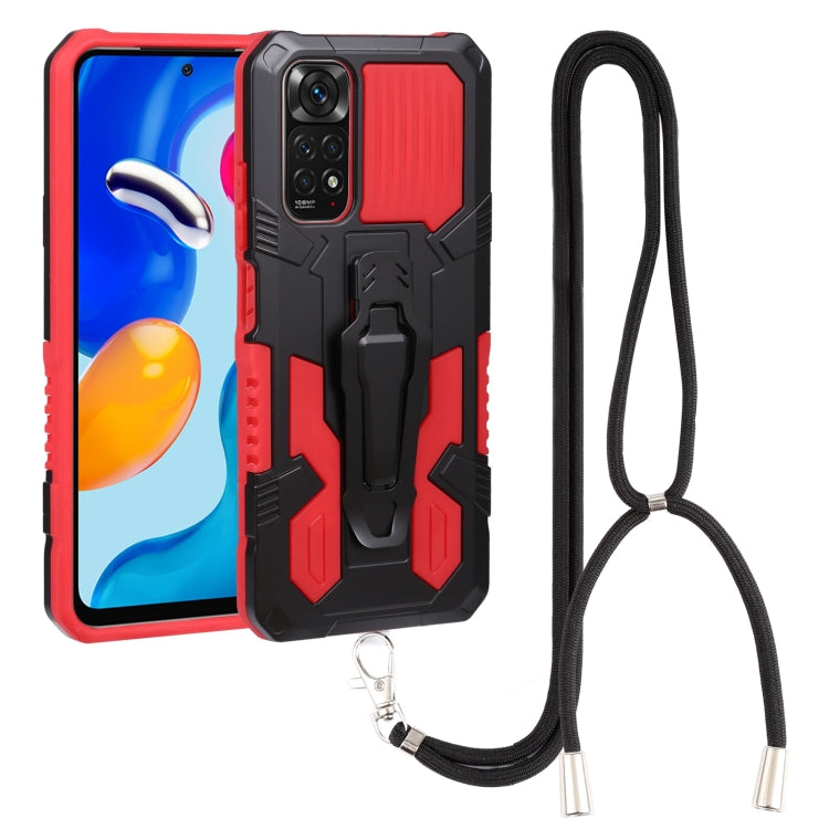 Lanyard Mecha Armor Kickstand PC + TPU Phone Case, For Xiaomi Poco X4 Pro 5G, For Xiaomi Redmi 10C, For Xiaomi Redmi Note 11 Pro Global, For Xiaomi Redmi Note 11S, For OPPO Realme C31