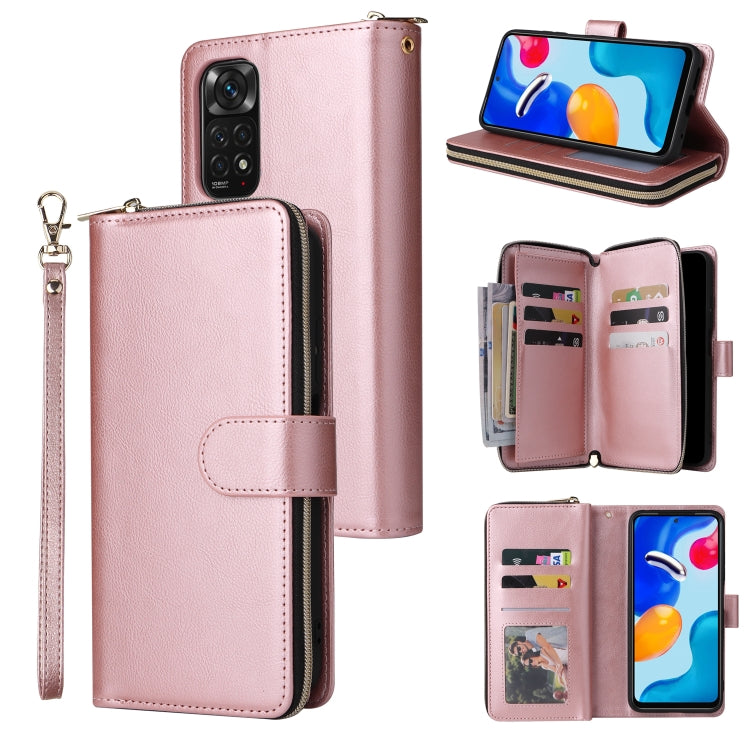 9 Card Slots Zipper Wallet Bag Leather Phone Case, For Xiaomi Redmi Note 11S, For Samsung Galaxy A23