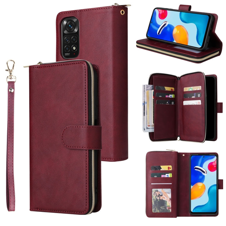 9 Card Slots Zipper Wallet Bag Leather Phone Case, For Xiaomi Redmi Note 11S, For Samsung Galaxy A23