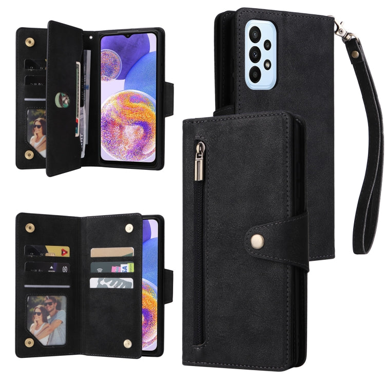 Rivet Buckle 9 Cards Three Fold Leather Phone Case, For OnePlus Nord N10 5G, For Samsung Galaxy Note20, For OnePlus 10 Pro 5G, For Samsung Galaxy A23 4G, For Xiaomi 11T
