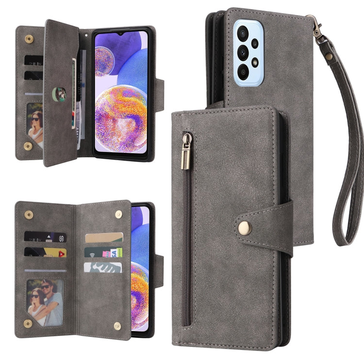 Rivet Buckle 9 Cards Three Fold Leather Phone Case, For OnePlus Nord N10 5G, For Samsung Galaxy Note20, For OnePlus 10 Pro 5G, For Samsung Galaxy A23 4G, For Xiaomi 11T