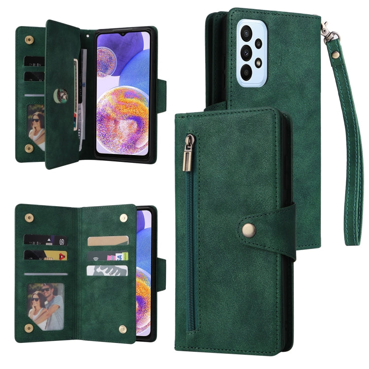 Rivet Buckle 9 Cards Three Fold Leather Phone Case, For OnePlus Nord N10 5G, For Samsung Galaxy Note20, For OnePlus 10 Pro 5G, For Samsung Galaxy A23 4G, For Xiaomi 11T
