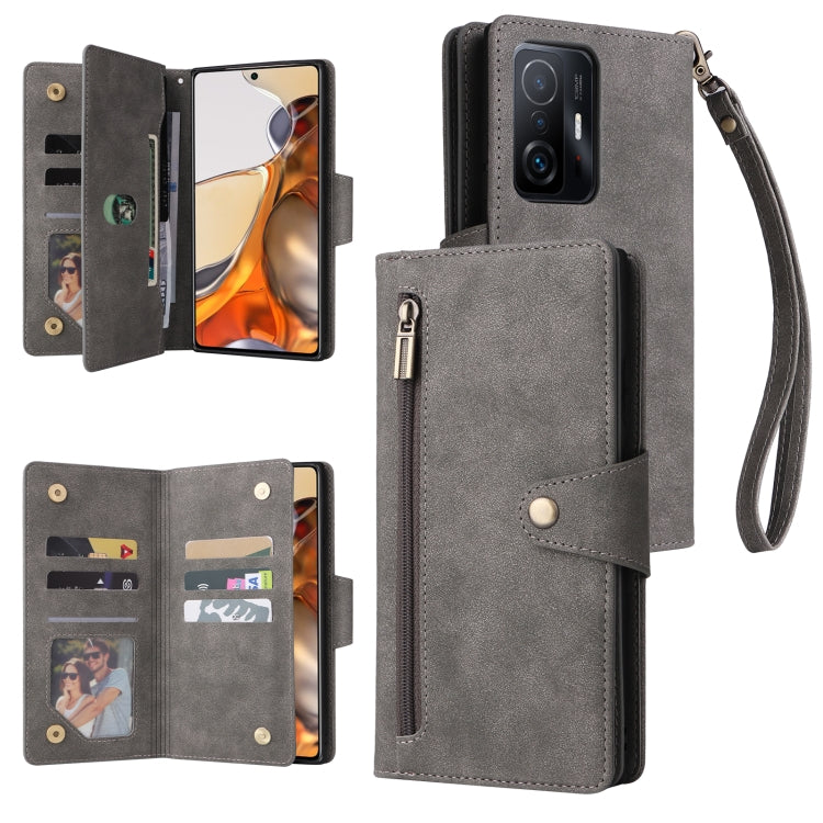 Rivet Buckle 9 Cards Three Fold Leather Phone Case, For OnePlus Nord N10 5G, For Samsung Galaxy Note20, For OnePlus 10 Pro 5G, For Samsung Galaxy A23 4G, For Xiaomi 11T