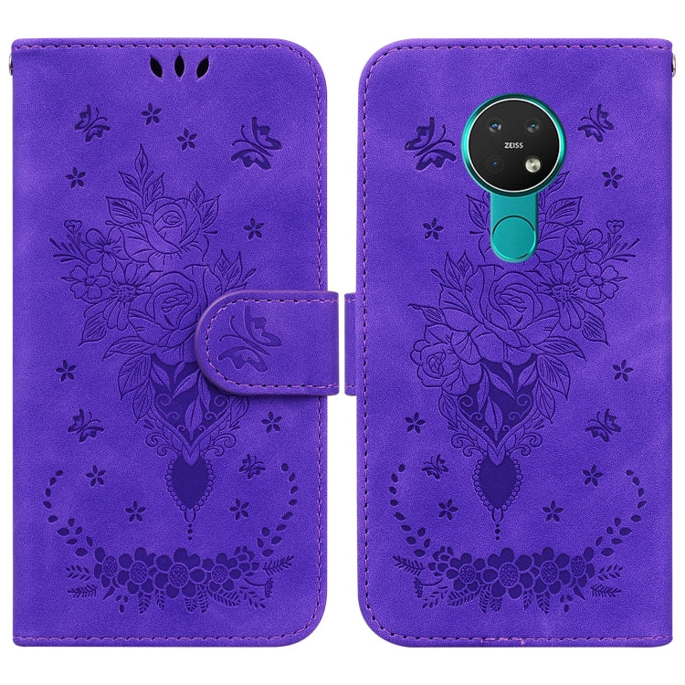 Butterfly Rose Embossed Leather Phone Case, For Nokia 6.2 / 7.2, For Nokia G10 / G20, For Nokia X10 / X20