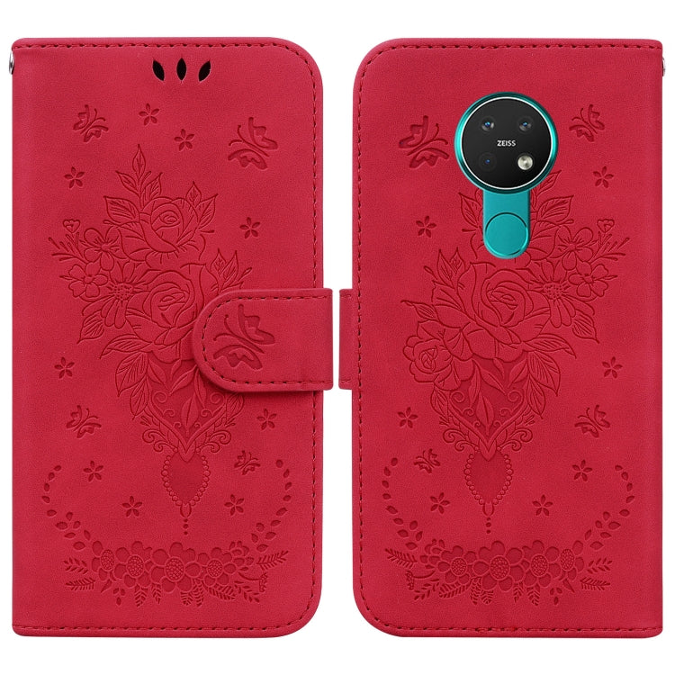 Butterfly Rose Embossed Leather Phone Case, For Nokia 6.2 / 7.2, For Nokia G10 / G20, For Nokia X10 / X20